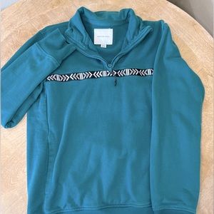 AMERICAN EAGLE GREEN/TEAL ZIPPER CREW NECK